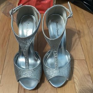 Sparkly silver heels